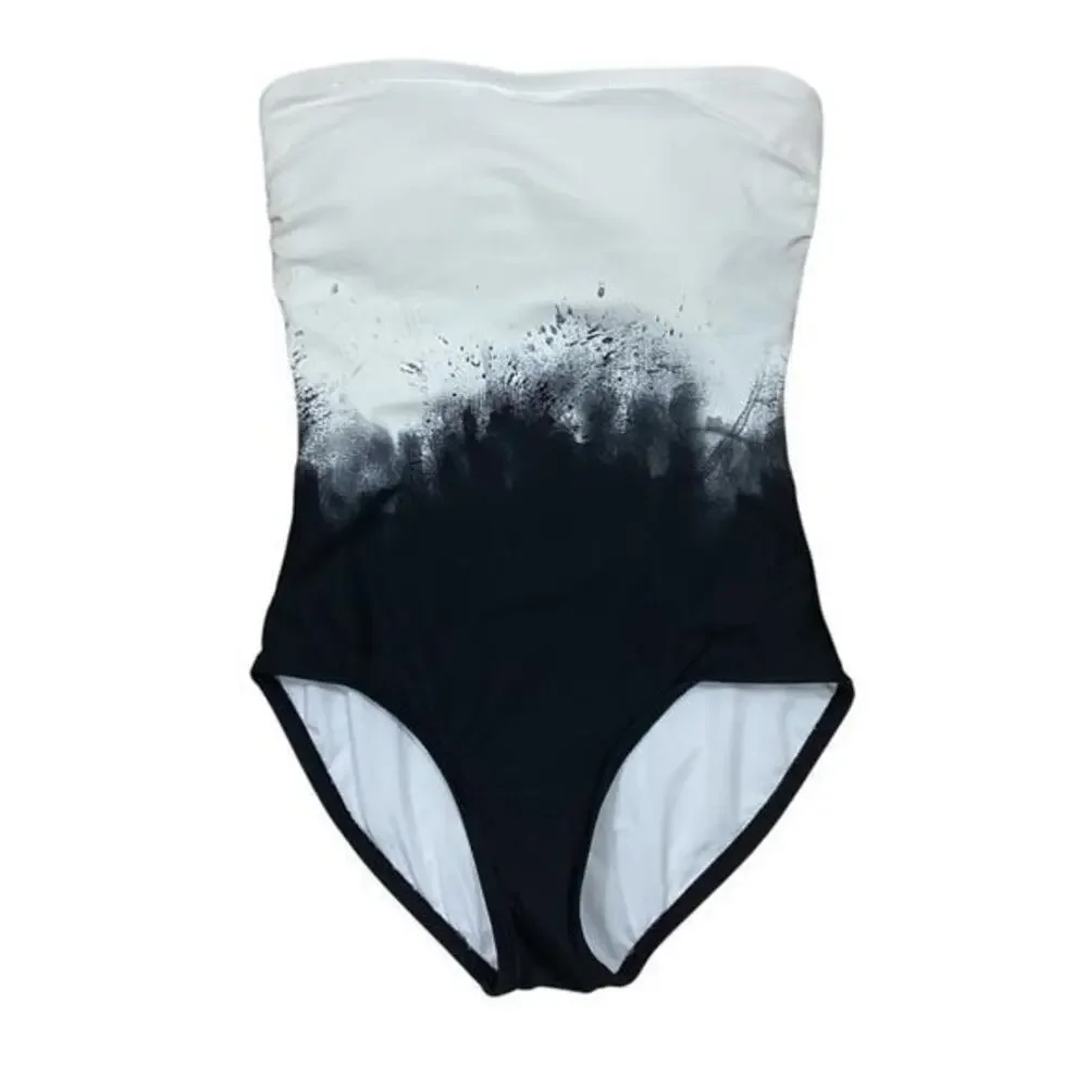 Calvin Klein Black and White Ombre One-Piece Swimsuit